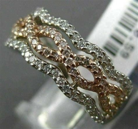 Wide 59ct Diamond 14kt White And Rose Gold 3d Multi Row Infinity