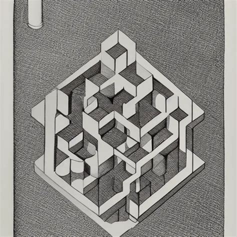 Geometrically Obsessed Etching By Maurits Cornelis Stable Diffusion