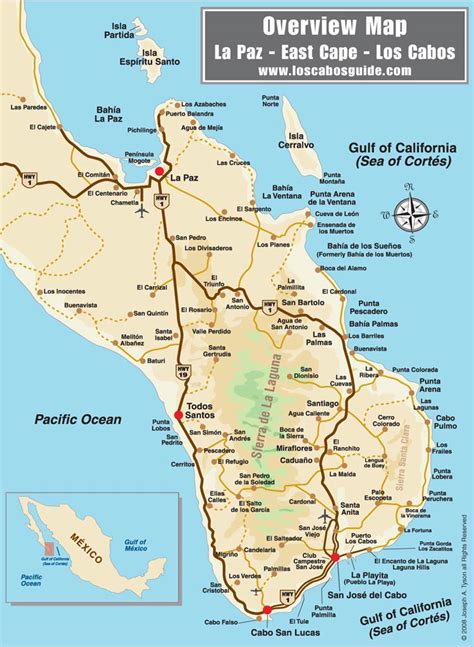 Los Cabos Area Overview Map San José Del Cabo Baja Mexico