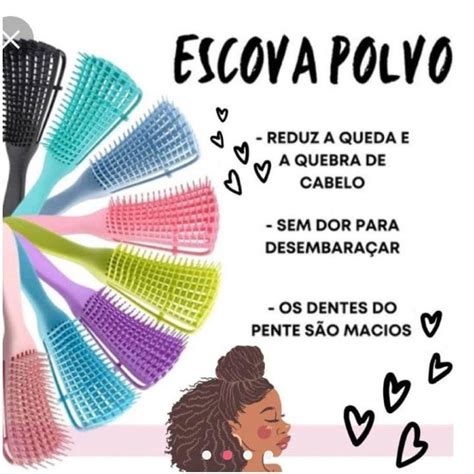 Escova Polvo Para Cabelos Cacheados E Crespos Desembara Adora Anti