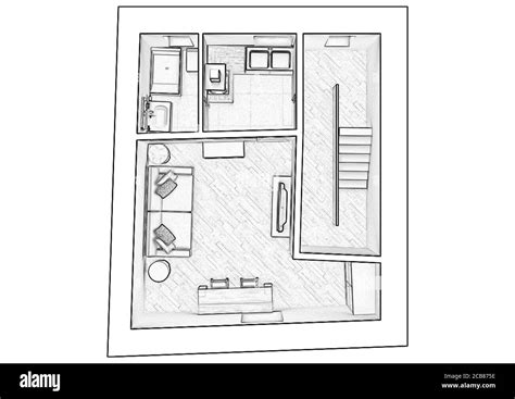 Sketch floor plan 3d illustration Stock Photo - Alamy