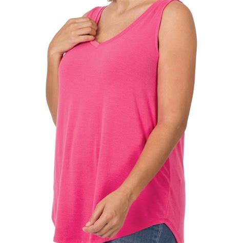 Zenana Outfitters Tops New Zenana Fuchsia Plus Size Vneck Tank Top