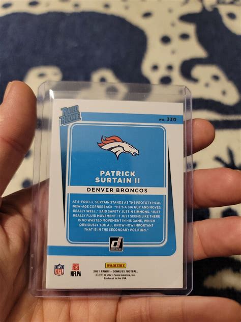 2021 Panini Donruss Patrick Surtain II Rated Rookie RC 330 Denver