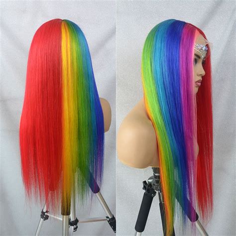 Product Name Sulmy Rainbow Multi Colored Human Hair Wigs Unicorn Lace