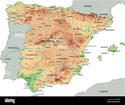 Physical map of Spain. Spain physical map | Vidiani.com | Maps of all ...