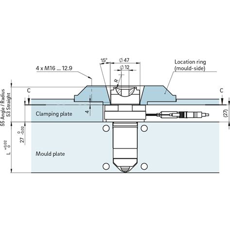 Hot runner nozzle SET DET Open single nozzle with conventional heating element GÜNTHER Hot