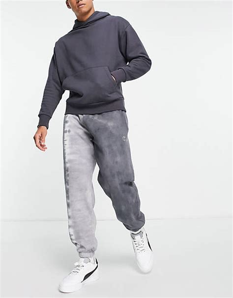 Topman Oversized Tie Dye Trackies In Grey Asos