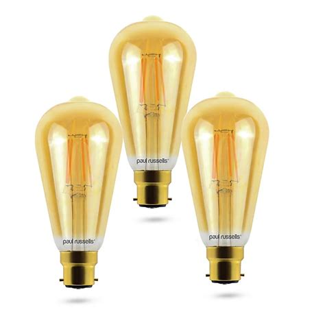 Paul Russells Led Filament Dimmable St64 Bulb Bc B22 7w 725 Lumens 60w Equivalent 2200k