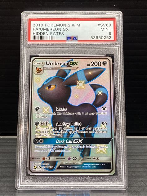 2019 Pokemon Hidden Fates Shiny Umbreon GX SV69 PSA 9 Mint Condition