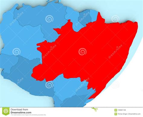 Mapa Del Brasil En El Globo Político Azul Stock De Ilustración