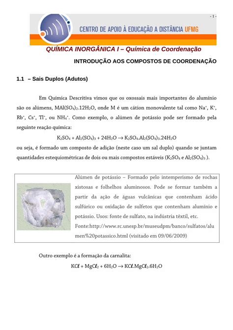 PDF QUÍMICA INORGÂNICA I Química de Coordenação PDF filecentral