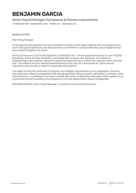 Professional Payroll Cover Letter Examples And Template For