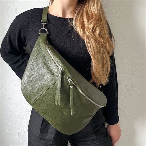 Large Leather Fanny Pack Women, Belt Bag With Wide Interchangeable