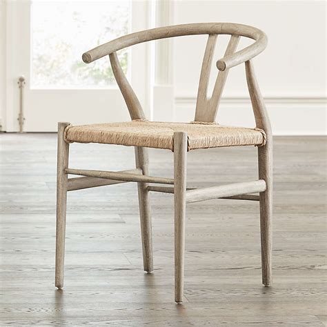 Crescent Weathered Grey Wood Wishbone Dining Chair Reviews Crate And Barrel Canada