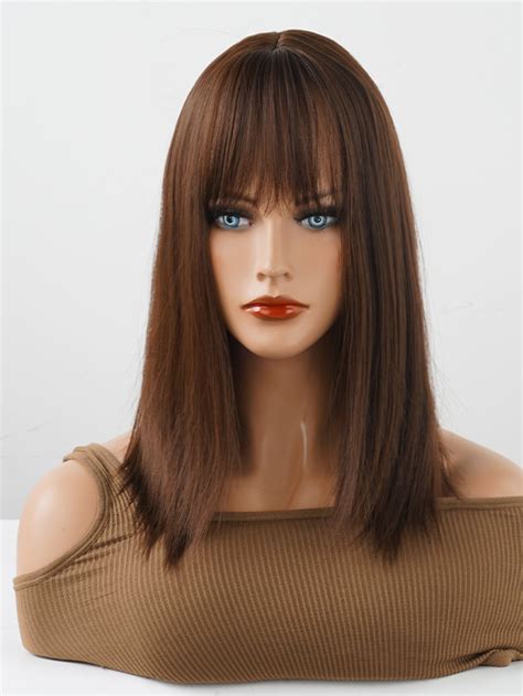 Brown High Temperature Fiber Bangs Wig Embellished Wigs Accs Wigs