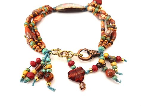 Bohemian Jasper Bracelet Multi Strand Colorful Gypsy Bracelet Boho