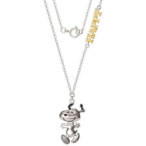 Peanuts Womens Snoopy Necklace 18 Silver Or Flash Plated Necklace