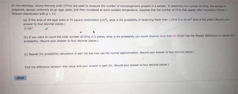 Solved In Microbiology Colony Forming Units CFUS Are Used Chegg