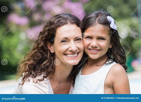 Happy Mother And Daughter Smiling At Camera Stock Image Image Of