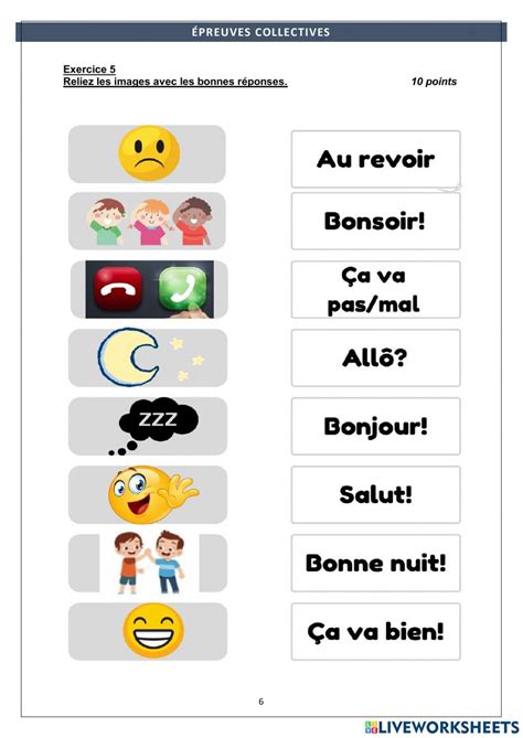 Les Salutations Interactive Exercise For Grade You Can Do The