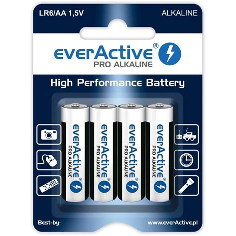 Set 4 Baterii Alcaline EverActive LR6 AA 1 5V Alb Negru EMAG Ro