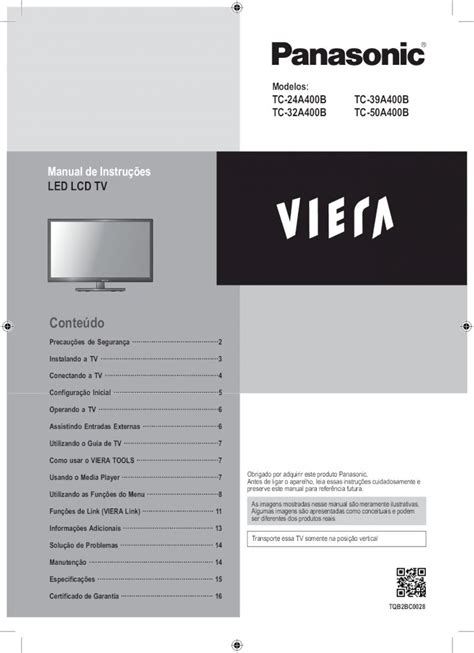 PDF Manual de Instruções LED LCD TV panasonic Modelos TC