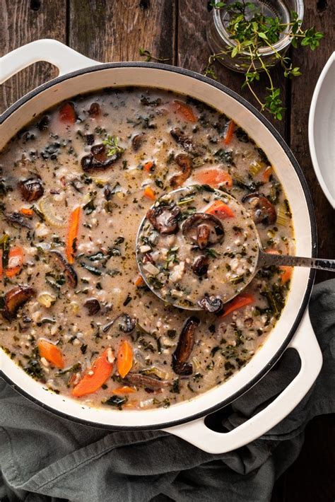 Creamy Vegan Mushroom Wild Rice Soup Crumbs And Caramel