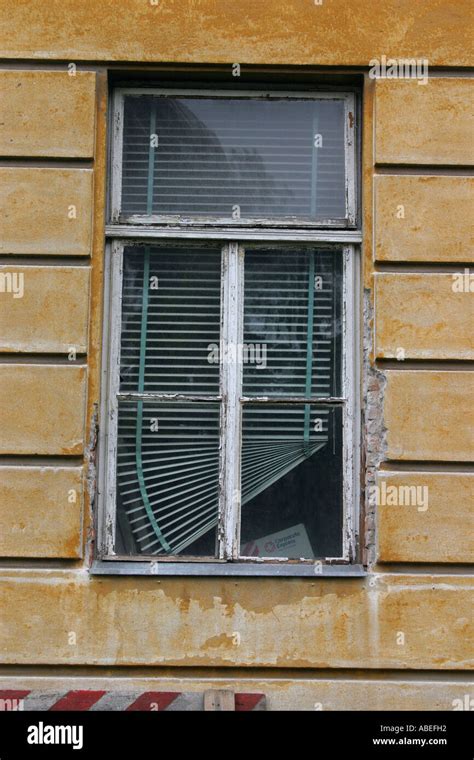 Window With Broken Shutter Stock Photo Alamy