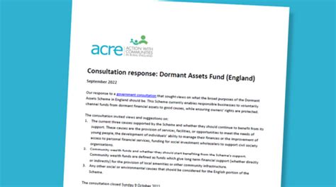 Consultation Response Dormant Assets Fund England Acre