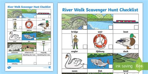 River Walk Scavenger Hunt Checklist Professor Feito