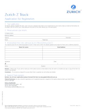 Fillable Online Zurich Z Track Zurich New Zealand Fax Email Print