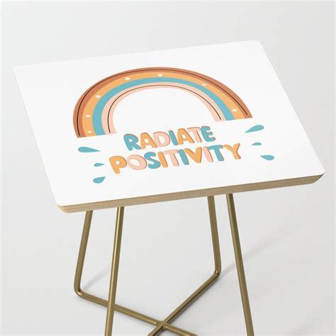 Side Table With Cute Colourful Minimalist Hand Drawn Lettering Radiate