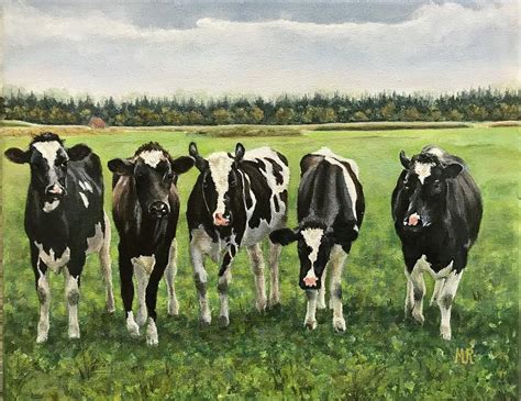 Cows Painting By Monique Van Reek Fine Art America