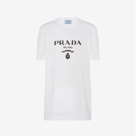 SASOM เสอผา W Prada Embroidered Jersey T shirt White เชคราคาลาสด