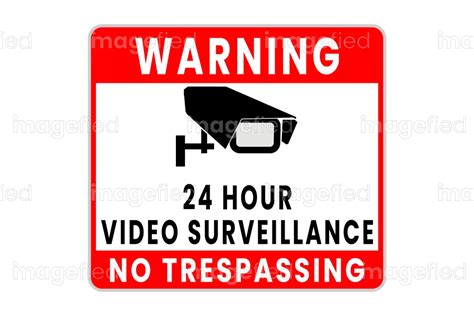 Warning 24 Hours Video Surveillance No Trespassing Sign Sticker Imagefied