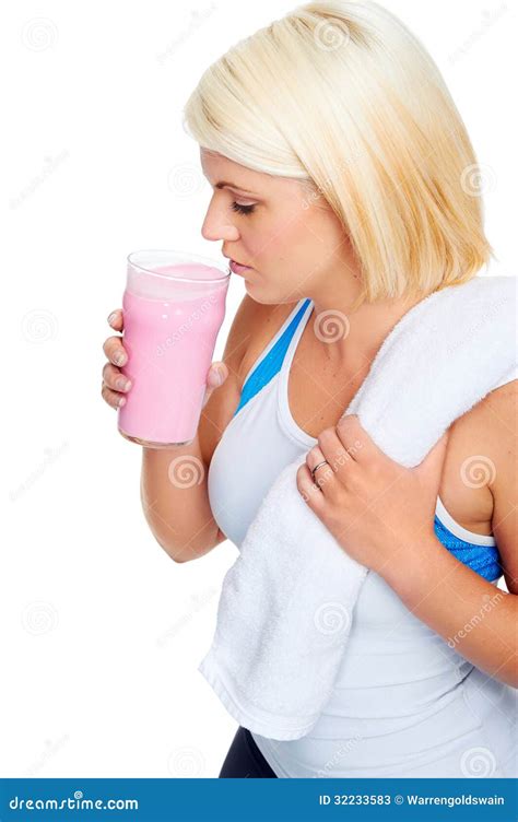 Protein Shake Woman Stock Image Image Of Isolated Beverage 32233583