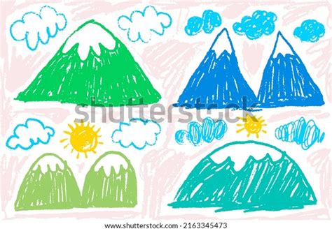 Kids Drawing Mountains Photos, Images and Pictures