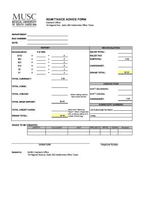 Remittance Advice Form Musc Health Fill And Sign Printable Template