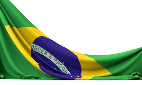 Bandeira nacional do Brasil pendurada em tecido renderização em 3D