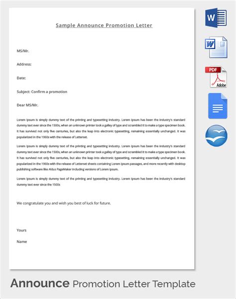 FREE 15 Sample Promotion Letter Templates In PDF MS Word Pages