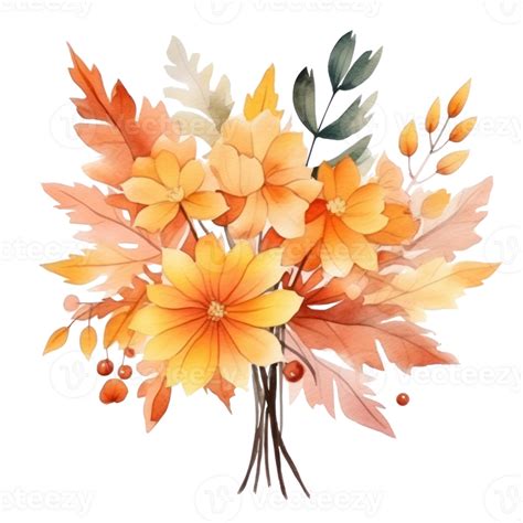 Watercolor Autumn Bouquet Illustration Png