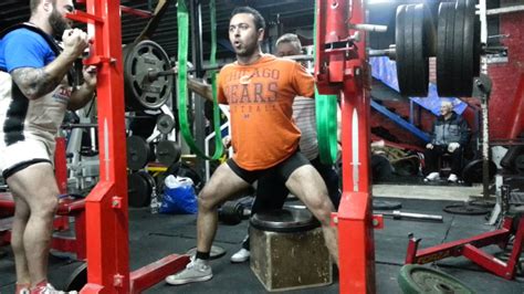 315kg Rev Band Box Squat Youtube