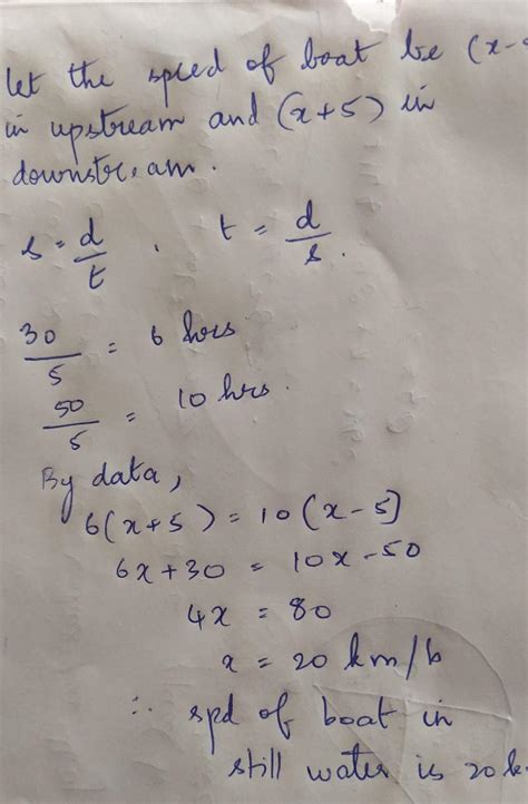 A Boat Travels 30 Km Upstream In A River In The Same Period Of Time As It Takes To Travel 50