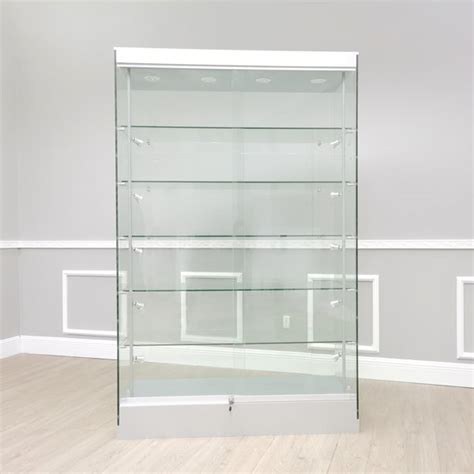 Fixturedisplays® 76 X 48 X 19 Tempered Glass Showcase Display Case With Led Lights 5 Tier Shelf