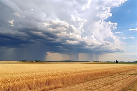 Premium Ai Image Summer Rain Falls Heavily On A Village As A Gray