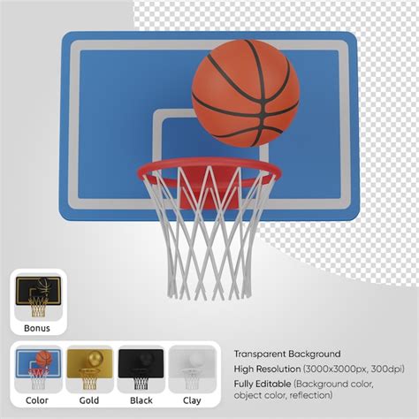 Aro De Baloncesto 3d Con Pelota Archivo PSD Premium