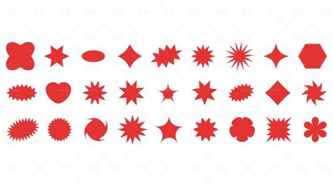 27 Red Starburst Stickers - Graphics | Motion Array