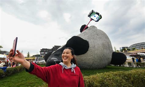 selfie panda sculpture  sichuan  popular global times