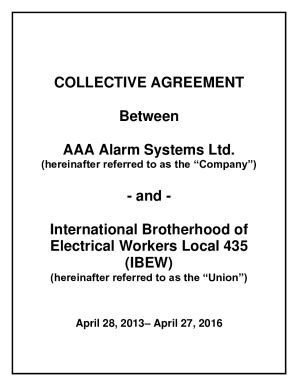 Fillable Online COLLECTIVE AGREEMENT Between AAA Alarm Systems Ltd Fax