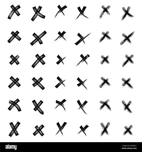 X Black Mark Vector Set Collection Cross Sign Icon From Hand Brush